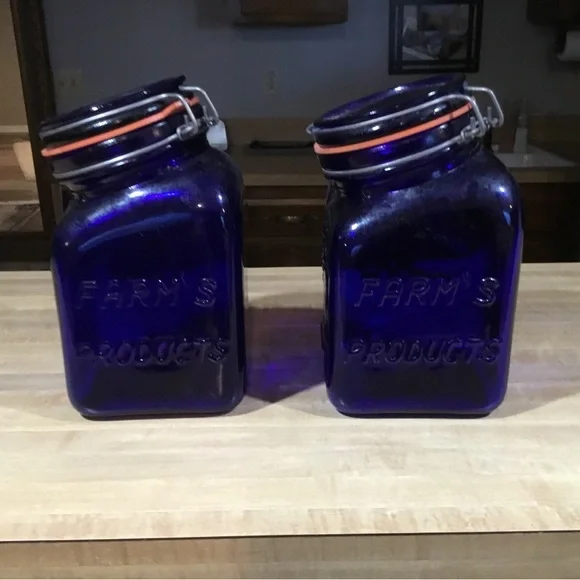 2 Cobalt Blue Italian Jars